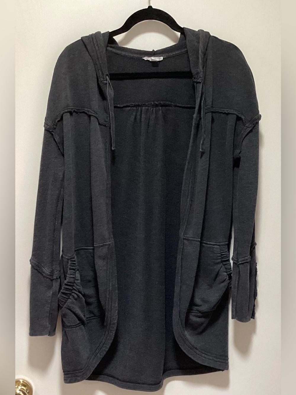 Melrose and Market Black Open-Front Hooded Cardigan